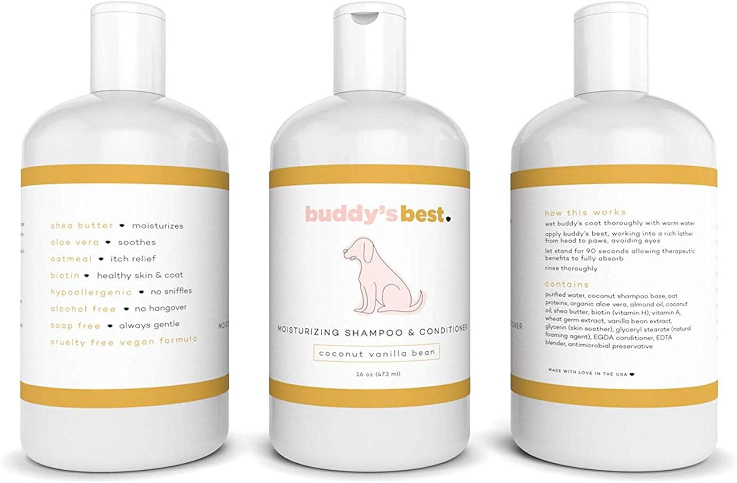 , Dog Shampoo and Conditioner in One - Hypoallergenic, Oatmeal Shampoo for Dogs with Sensitive Skin - Moisturizing Dog Wash